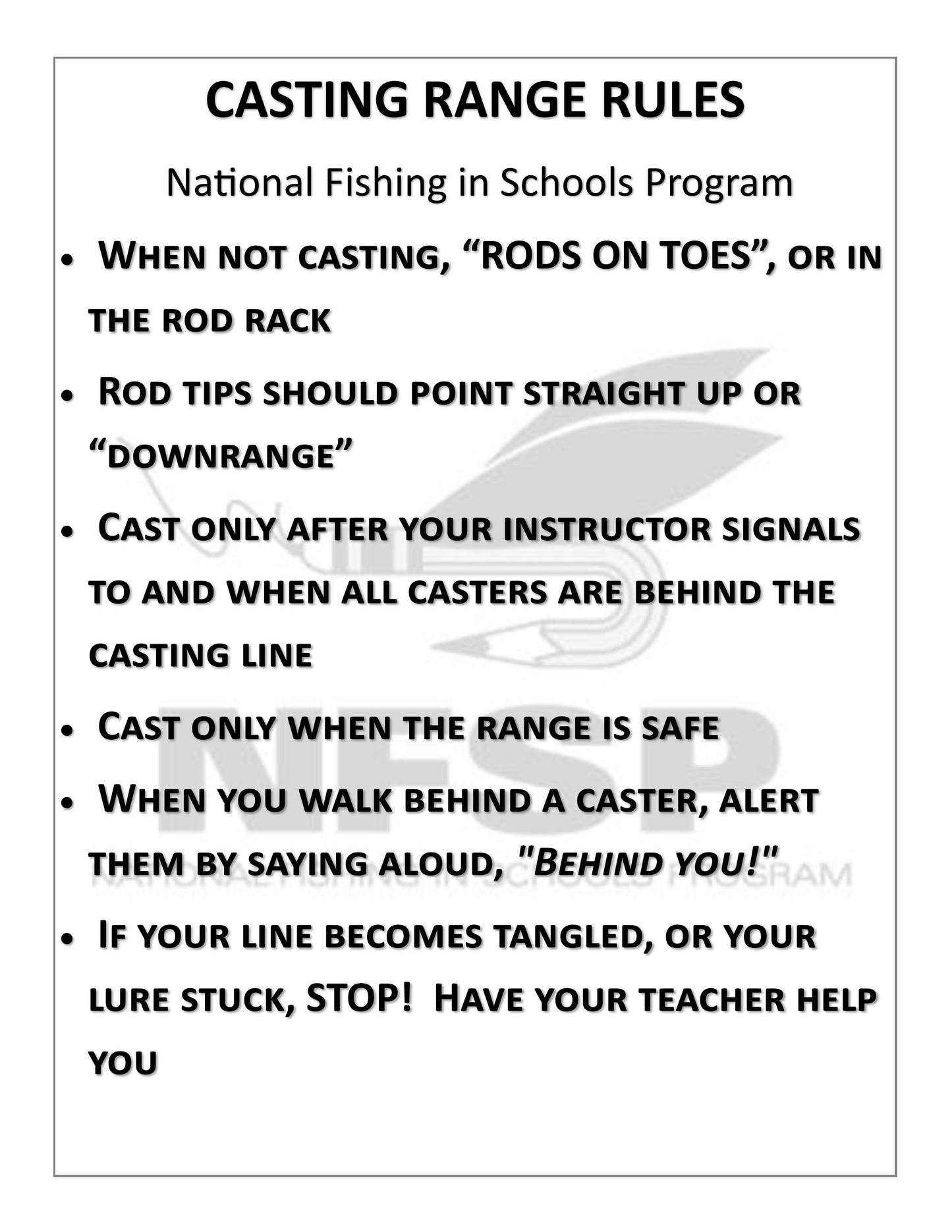 NFSP Range Rules Poster